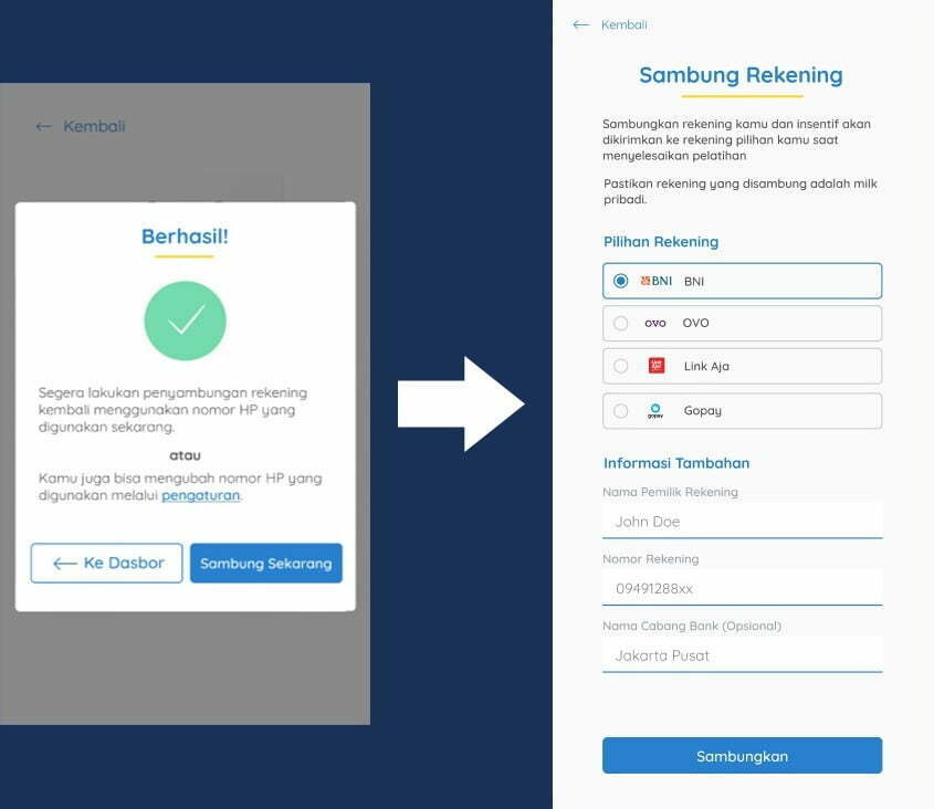 Ganti dan sambungkan dengan yang baru