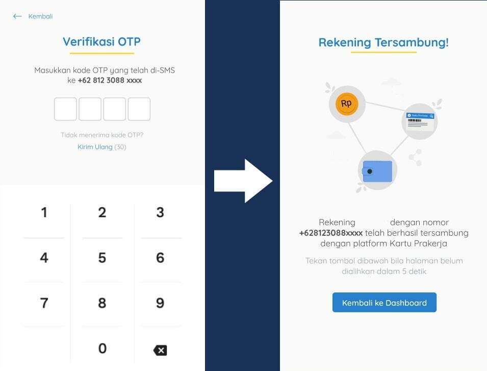 Periksa OTP untuk rekening prakerja