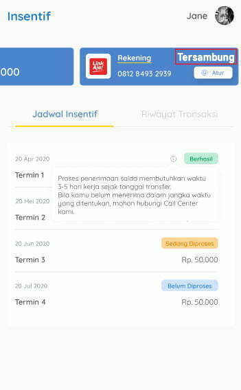 Periksa status rekening