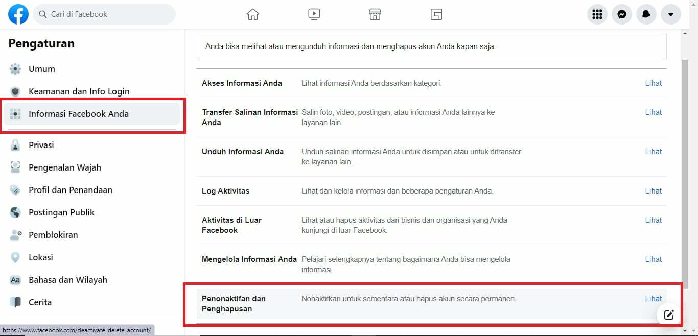 Cara menghapus akun Facebook (FB) Sementara 3