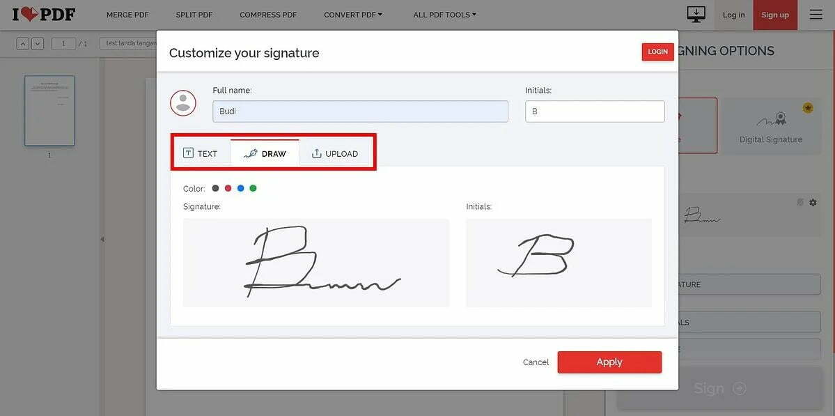 Membuat Tanda tangan di I Love PDF 4