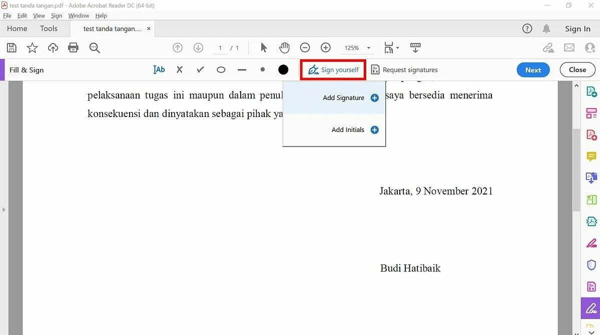 Menandatangani PDF dengan Adobe Acrobat Reader 3