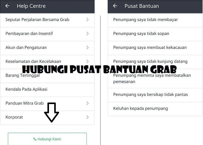 Menghubungi Pusat Bantuan Grab
