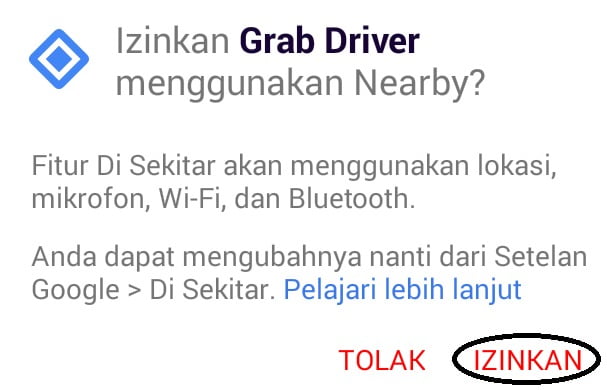 Izinkan Aplikasi Grab Driver