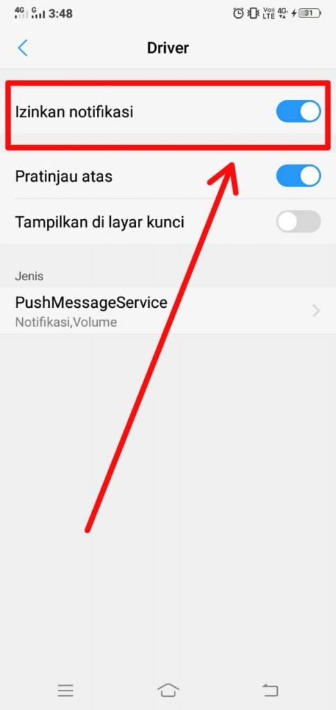 Klik Izinkan Notifikasi