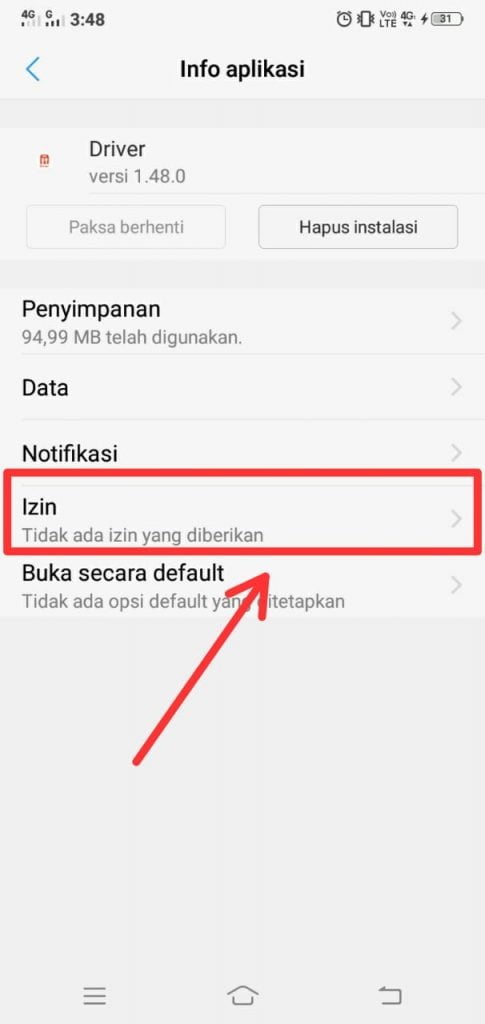 Klik menu Izin