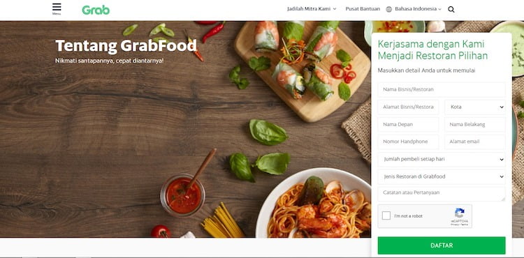 Pilih sub menu mitra Grabfood