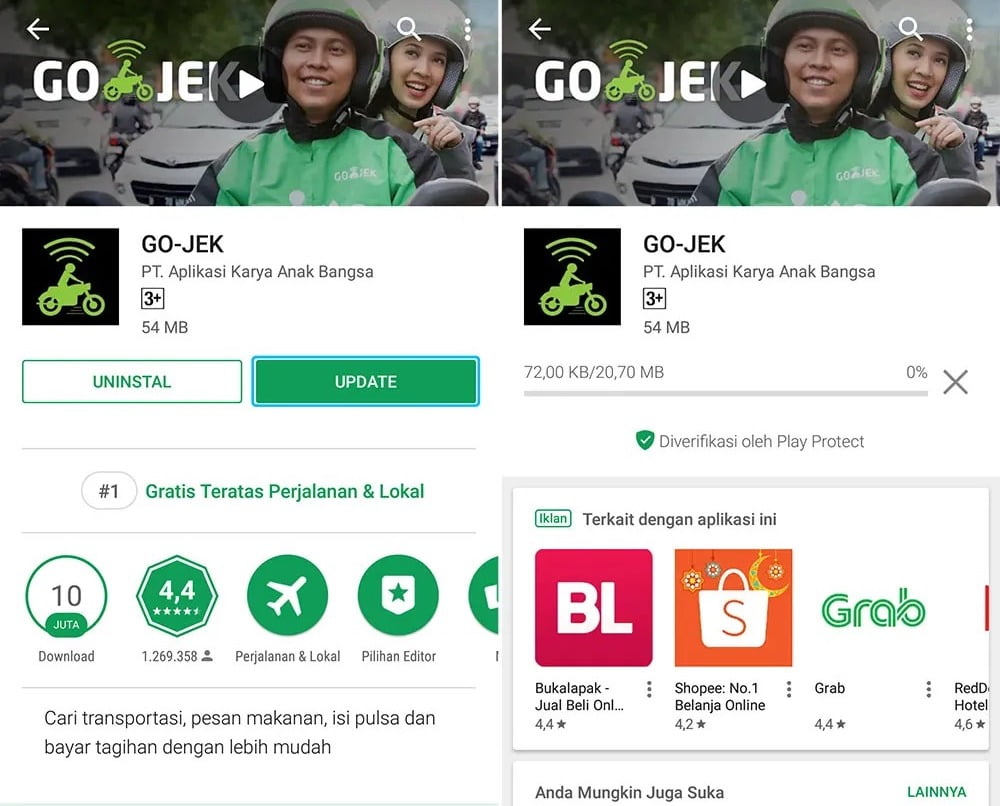 Aplikasi Gojek sering Update