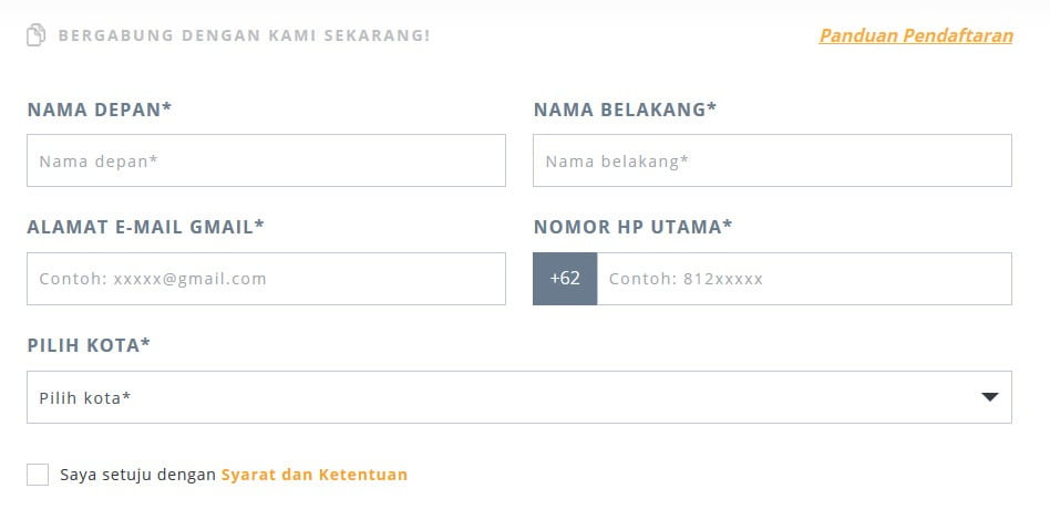 Lengkapi Formulir pendaftaran dengan Benar