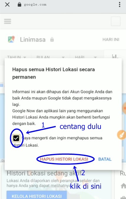 centang history lokasi