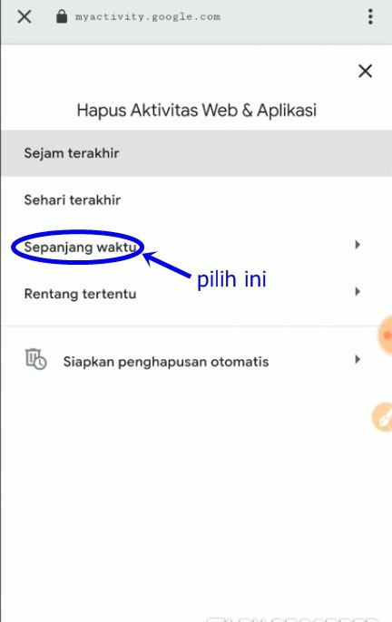 kelola aktivitas hapus sepanjang waktu