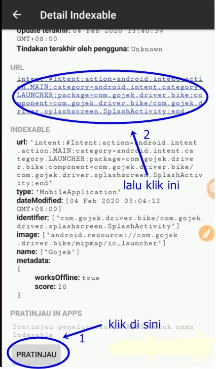 pilih pratinjau lalu klik tautan yang tersedia