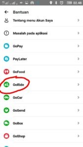 Pilih layanan (misalnya- GoRide)