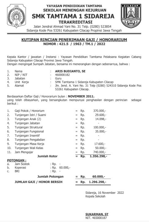 Contoh Slip Gaji PNS 2