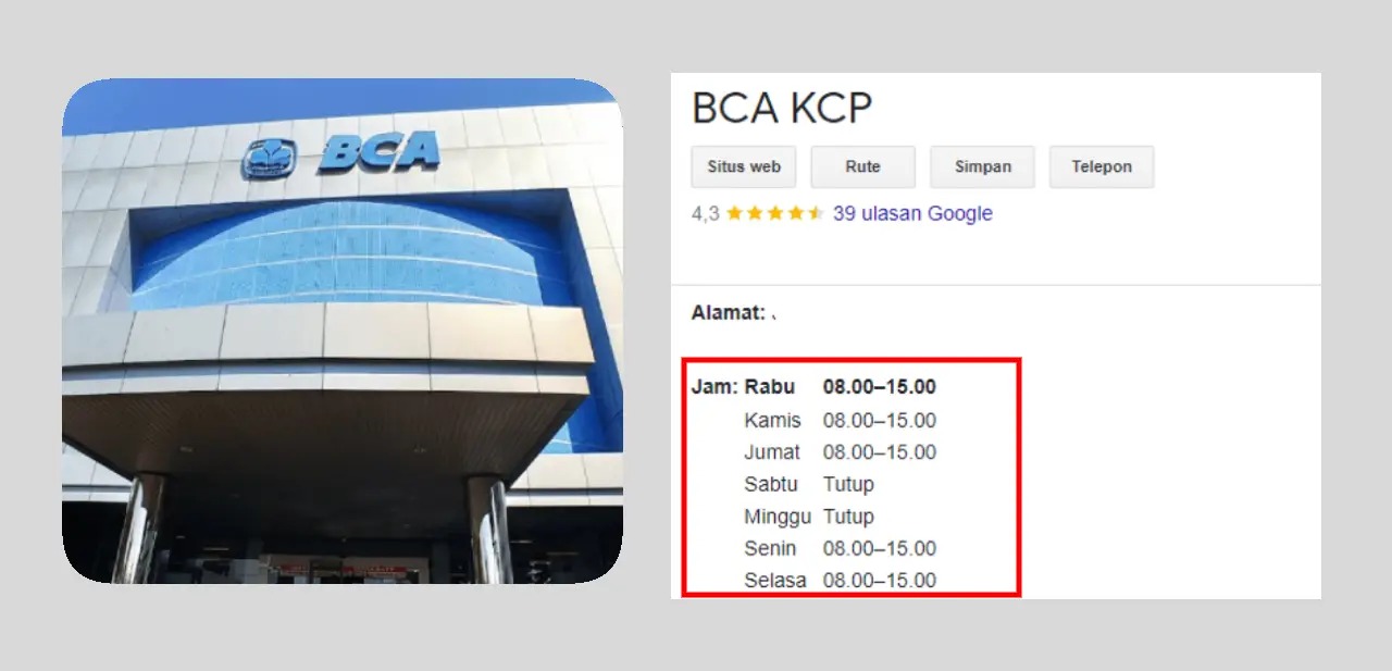 Jam Online BCA Kantor Cabang